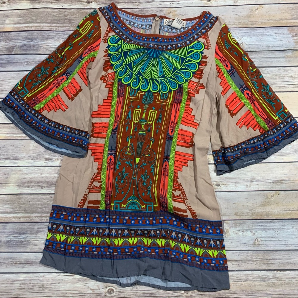 Flying Tomato Art Deco meets Aztec tunic